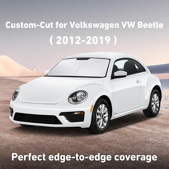 EcoNour Windshield Sunshade Compatible for Volkswagen VW Beetle 2012-2017 2018 2019, Sun Visor for Front Windshield & Window Sun Shade Cover, UV Heat Blocker & Protector, Car Accessories