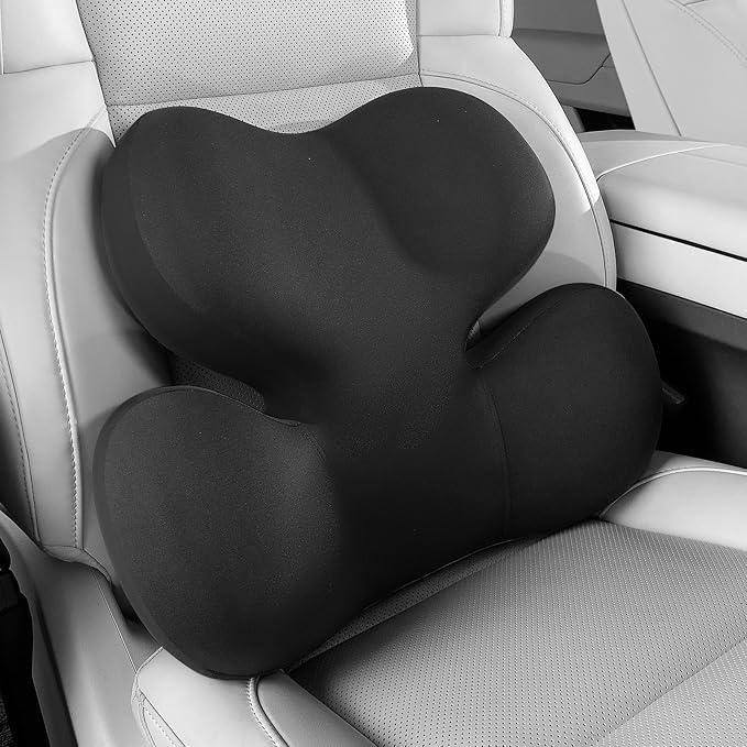 BEBAS Lumbar Support Pillow for Car, Ergonomic Memory Foam Back Cushion for Driving, Lower Back Support for Pain Relief, Lumbar Cushion for Car Seats, Office Chairs, Wheelchairs - Black