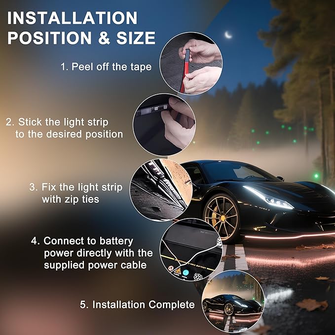 Underglow LED Lights for Cars - 6PCS RGB Neon Underglow Kit with Wireless APP Control, Music Sync, 8 Colors, 360 LEDs Waterproof for Cars, Trucks, SUVs