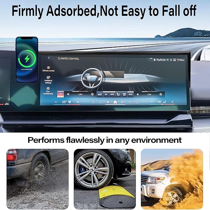 Car Phone Holder for 2024 2025 BMW 5 Series/BMW i5 Accessories Apply to 14.9 Inch Touch Screen 15W Fast Wireless Charger Screen Fixed Clip Cell Phone Mount Hands-Free 360 Degree Rotation