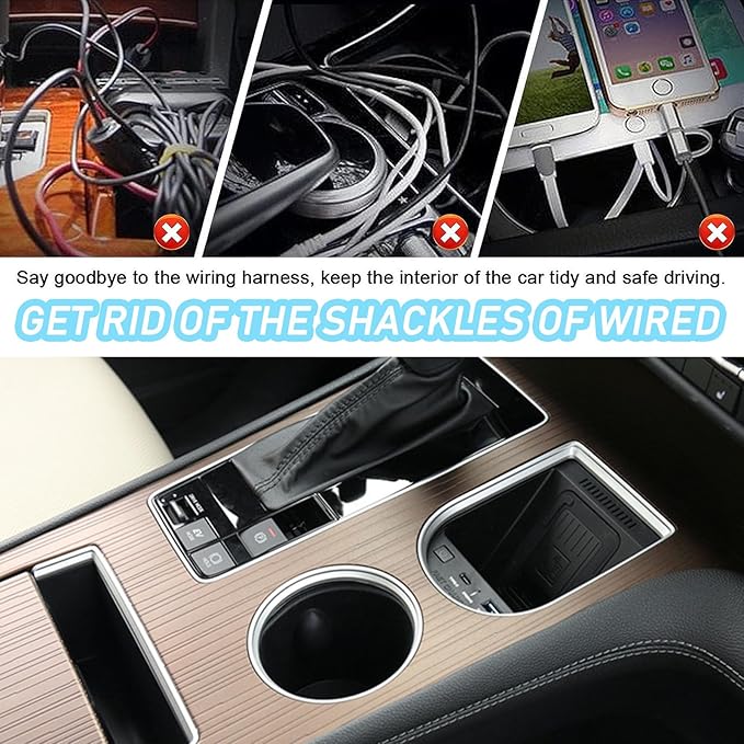 Wireless Car Charger with 15w Wireless Fast Charging for Toyota Sienna (2021 2022 2023) Center Console Charging Pad Mat Interior Accessories