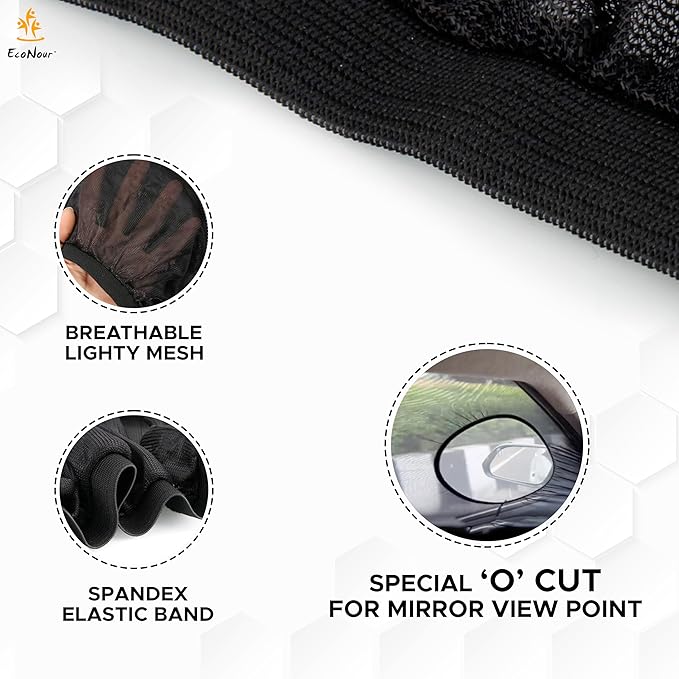 EcoNour Car Front Side Window Sun Shades Compatible for Toyota Tacoma | 2Pack Breathable Super Stretchy Mesh Sun Shade | Heat Block UV Protection Car Window Screen Covers | Mosquito Net Curtains