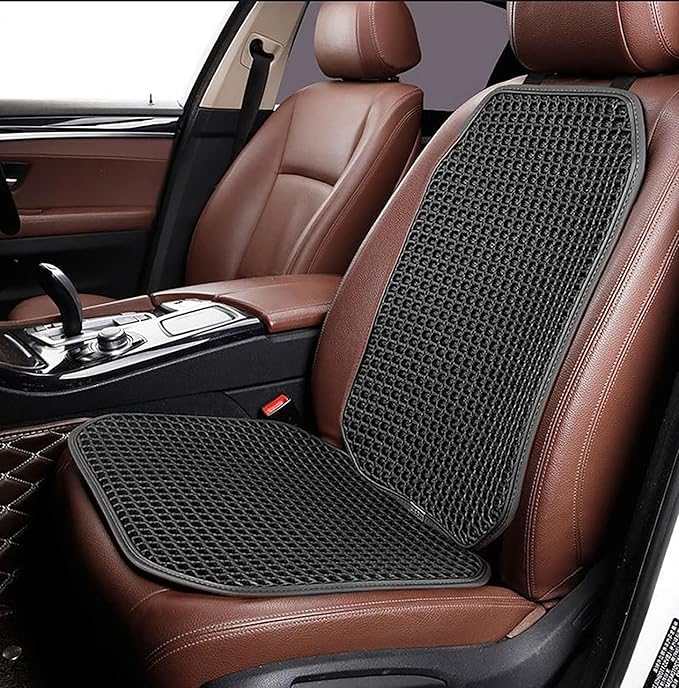 Cooling&Breathable 3D Air Mesh Car Seat Cushion for Summer, Universal Ventilated Comfortable Seat Pad, Suitable for Sedans,Vans,Pickup,Trucks,Suvs (Black-1PcsBackCushion+1PcsSeatPad)