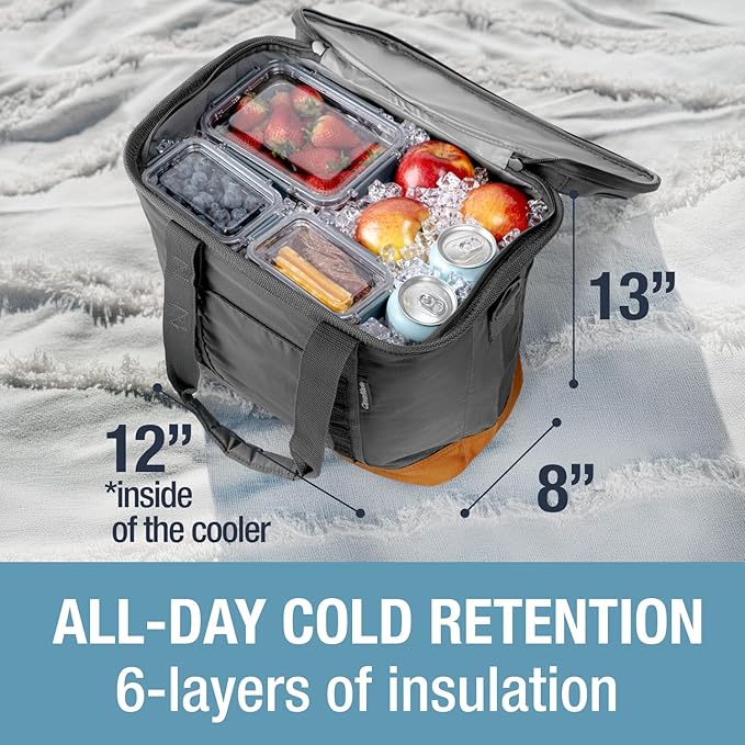 CleverMade Collapsible Insulated Cooler Bag – Leakproof Soft Cooler for Beach, Travel, Car – Bottle Opener