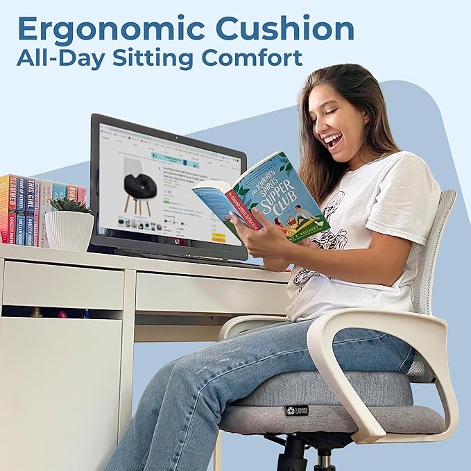 5 STARS UNITED Donut Pillow Hemorrhoid Tailbone Cushion – Large Floor Cushion for Pain Relief – Coccyx, Prostate, Sciatica, Pelvic Floor, Pressure Sores, Pregnancy, Postpartum Recovery, Gray