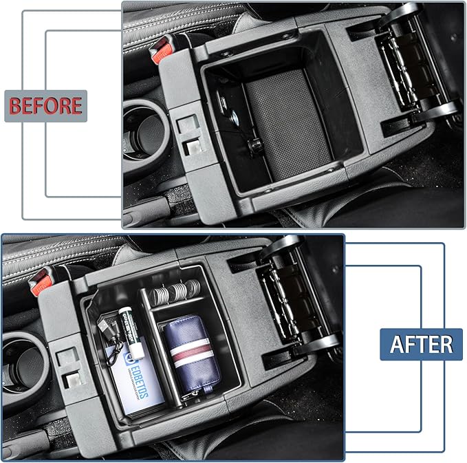 EDBETOS Center Console Organizer Tray Compatible with Jeep Wrangler JK/JKU 2011-2018 Rubicon Sport Sahara Accessories Armrest Storage Glove Box, (Black Trim)