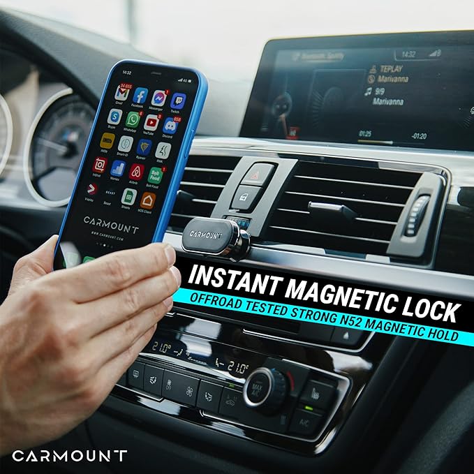CARMOUNT F1 Dashboard Car Mount | Magnetic Phone Holder for Car, Ultra Strong 8X N52 Magnets, 360° Rotation, Universal Dash Mount for All Cell Phones | Magnet Phone Holder for Car (1 Pack)