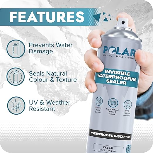 Polar Invisible Waterproof Sealer Clear - 6 x 20 Fl Oz | Instant Waterproof Sealant for Fabric, Concrete, Brick, Wood & Masonry | Long Lasting Protection for Interior & Exterior Surfaces