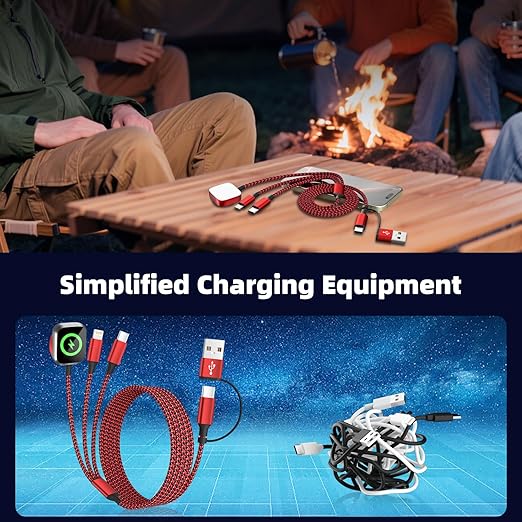 Travel Essentials 3in2 Multi Charging Cable for iPhone Watch Charger,USB A/C to Type C/IP/iWatch Charger,Travel Chargers for Multiple Devices Compatible with iWatch Series&iPhone 16-12 5FT