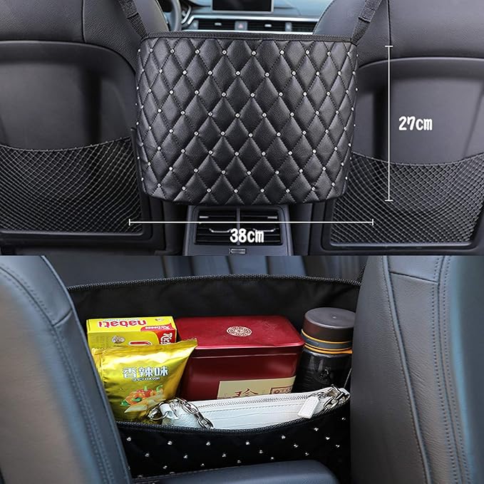 Car Pocket Handbag Holder Purse Hook for Car Leather Seat Back Organizer Holder Barrier of Backseat Pet Kids for Car Handbag Holder Between Two Seats of Car