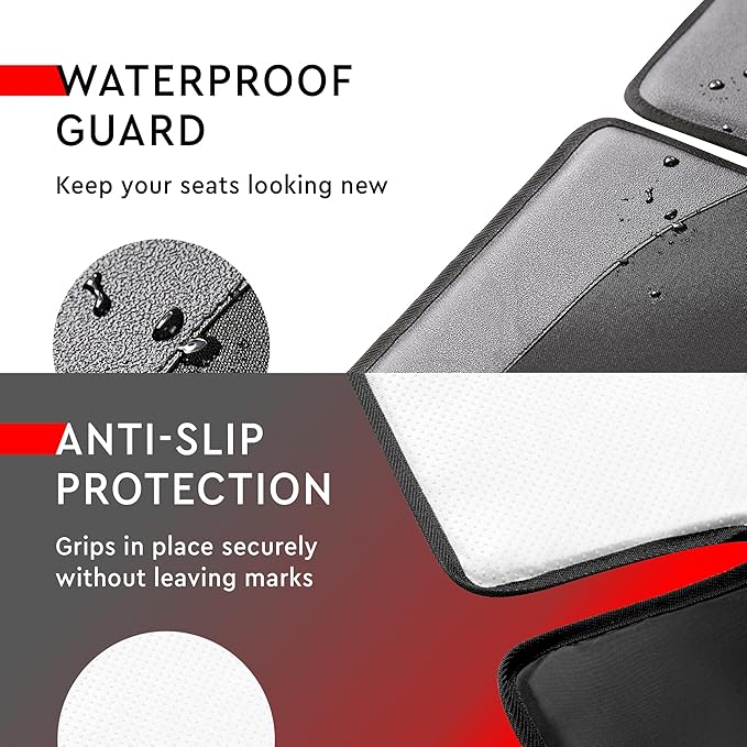 Helteko Car Seat Protector - 2 Pack Seat Mat for Under Child Booster Carseat, Seat Cover Protector from Waterproof & Stain Resistant Thickest Padding Material for Leather and Fabric Seats, Gray