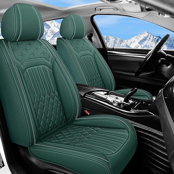 Car Seat Covers for Genesis GV70 2022-2025 2026, Full Set Premium Nappa Leather Waterproof Breathable Anti-Slip Airbag Compatible Car Seats Protector, Soft Car Interior Seats Cover (Green)