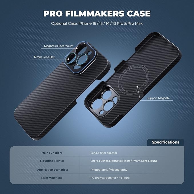 FREEWELL Pro Filmmaker Case for iPhone 16 Pro - Magnetic Filters & 17mm Lens Mount Black