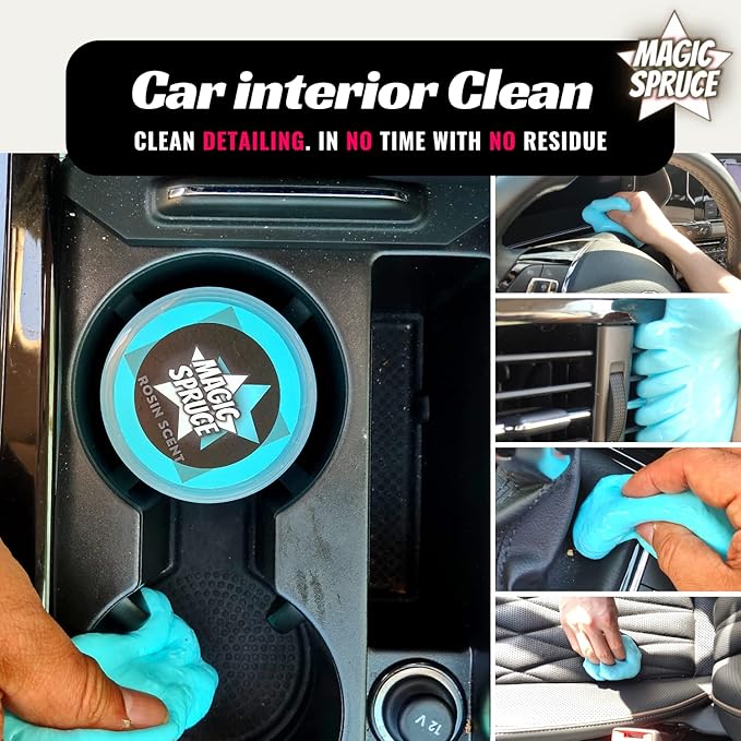 Magic Spruce Car Cleaning Gel Detailing Putty Interior Cleaner 2 Pack Car Slime Pc Laptop Computer Detail Tools Cleaning Accessories Stocking Stuffers for Men Women for Gifts for Men Women