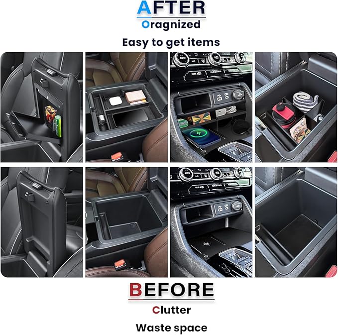 4PCS Center Console Organizer Compatible with 2023-2026 Honda Pilot/2026 Honda Passport Armrest Storage Box Divider Storage Tray & Insert Hidden Storage Box Interior Accessories