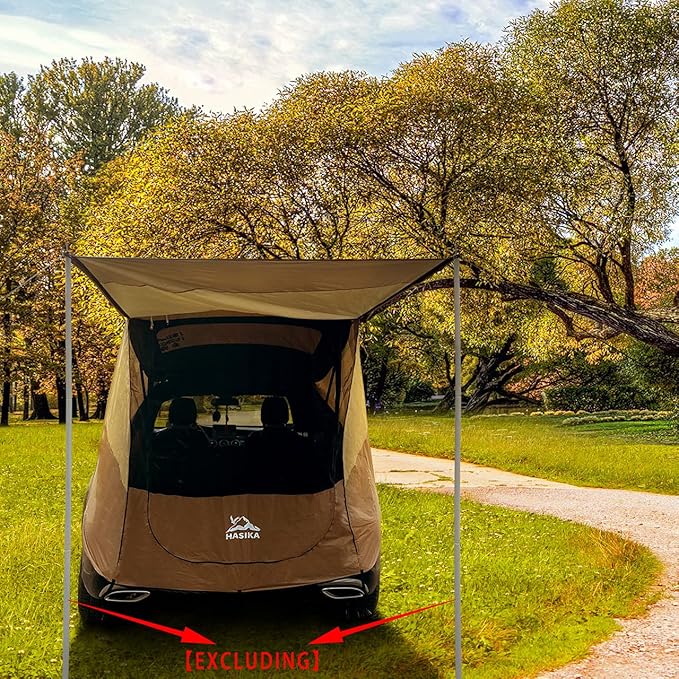 Hasika SUV Tailgate Tent - 2 Person Car Camping Awning, 3000mm Waterproof & UPF 50+ -Portable Hatchback Tent for Couples & Pet Owners, 2-Min Setup Road Trip Essentials Yellow