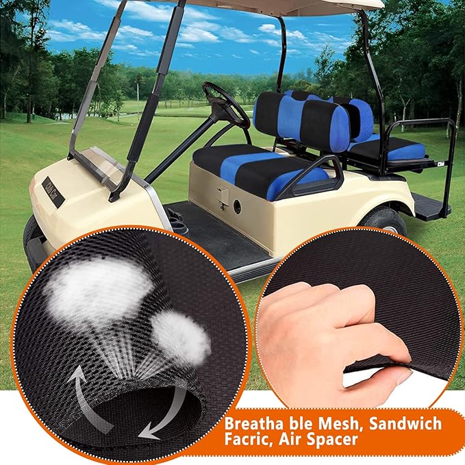 4 Passenger Golf Cart Seat Covers for Club Car DS Golf Carts OME Ordinary Seats, DS Golf Cart Seat Cover Front and Rear/Back, Washable Seat Cover