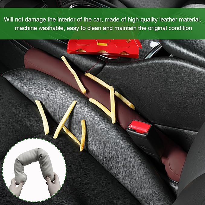 2 PCS Leather Car Seat Gap Filler, Auto Seat Blocker Organizer Fill The Gap Between Seat and Console, Universal Gap Filler Plug Stop Things from Dropping for Car SUV Truck (Wine Red)