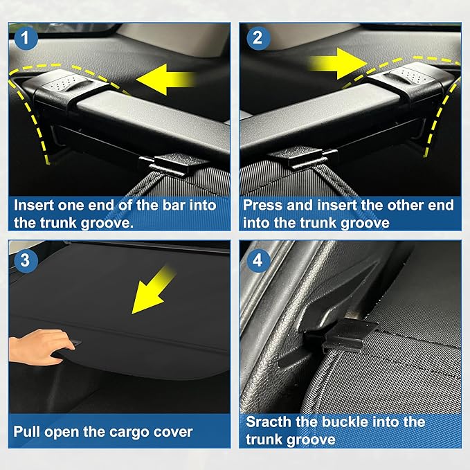 uxcell Retractable Cargo Cover for Honda Passport 2019-2023 Waterproof Non Slip SUV Rear Trunk Shielding Shade Black