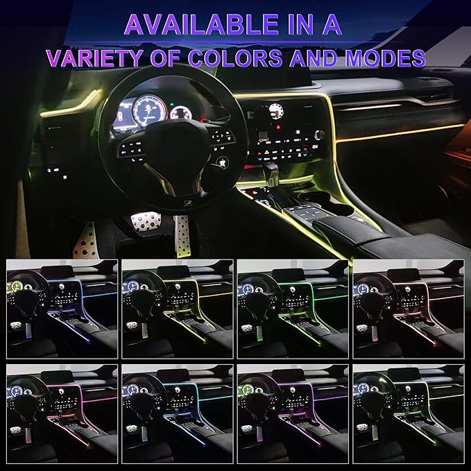 LivTee Smart Car LED Interior Lights with USB Port, LED Strip Fiber Optic Lights, Wireless App Control, Sync to Music, Car Accessories Gifts for Women and Men