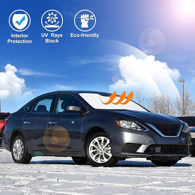 Windshield Sun Shade Custom Fit for 2014 2015 2016 2017 2018 2019 Nissan Sentra Accessories Foldable Sunshade Sun Blocker Protect Car from Sun Rays & Heat Damage Keep Car Cooler