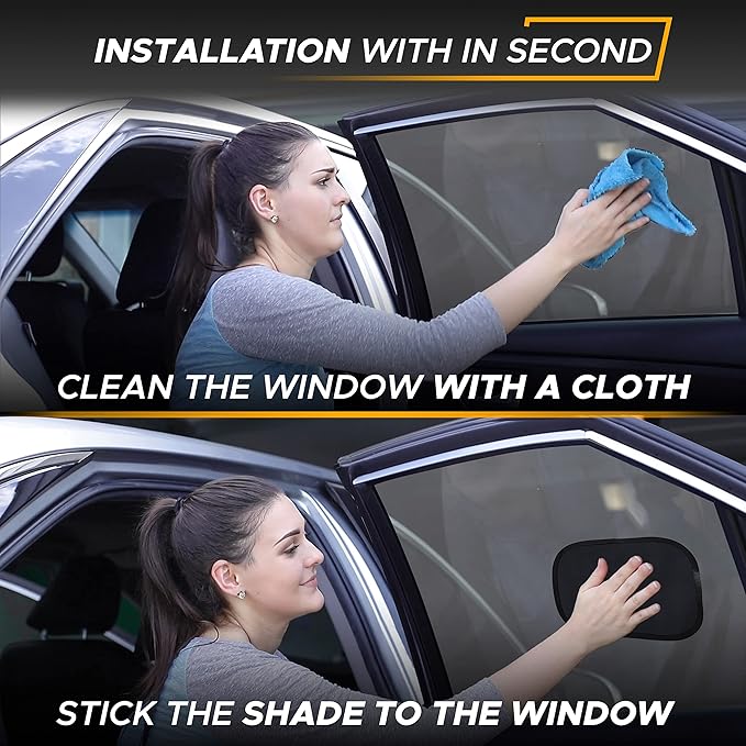 EcoNour Miniature Static Cling Window Shade for Car Sun Visor (2 Pack) | Windshield Sun Shade Static Cling for Driving Glare Shield | Cling Car Shade for Windshield | Sun Glare Protection Accessories