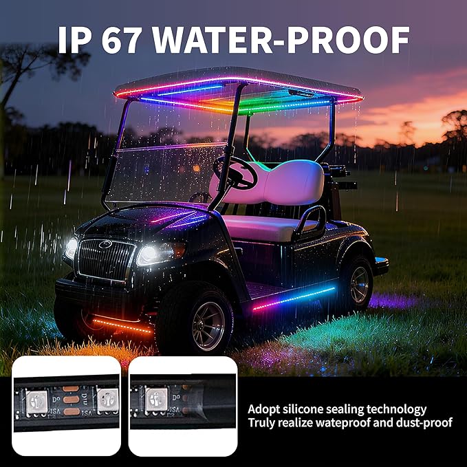 Golf Cart Lights underglow Light kit/Accessories Lighting/Wheel Lights/led Lights underbody/Remote, Music Sync, IP67 Waterproof for EZGO/Yamaha/Club Car (6Pcs)