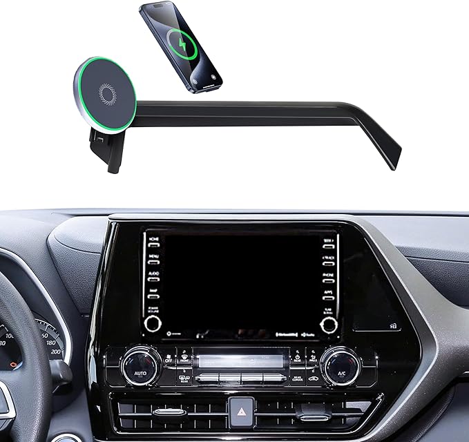 Car Phone Mount for 2020-2025 Toyota Highlander Accessories, Apply to 8 Inch Touch Screen, 15W Fast Wireless Charger Screen Fixed Clip Cell Phone Automobile Cradles Hands-Free