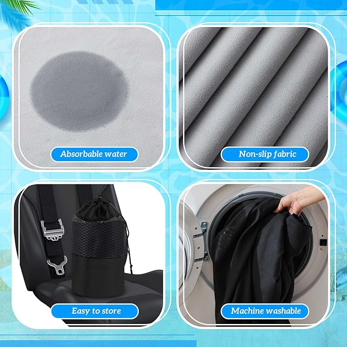 2 Pack Car Seat Towel Covers with Storage Bag 63 x 32 Inch Athletic Running Towel Seat Sweat Washable Non Slip Cover Gift for Car Outdoor Sport Activities (Black,Gray)