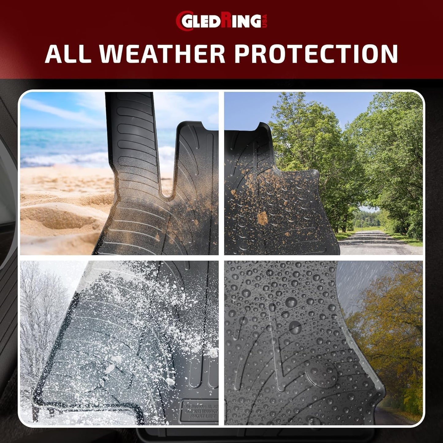 Gledring USA Custom Fit Floor Mats Intended for Toyota Tundra CrewMax 2012-2021 - No Trimming Needed. All Weather Rubber mats for Year Round Protection from mud and Snow.