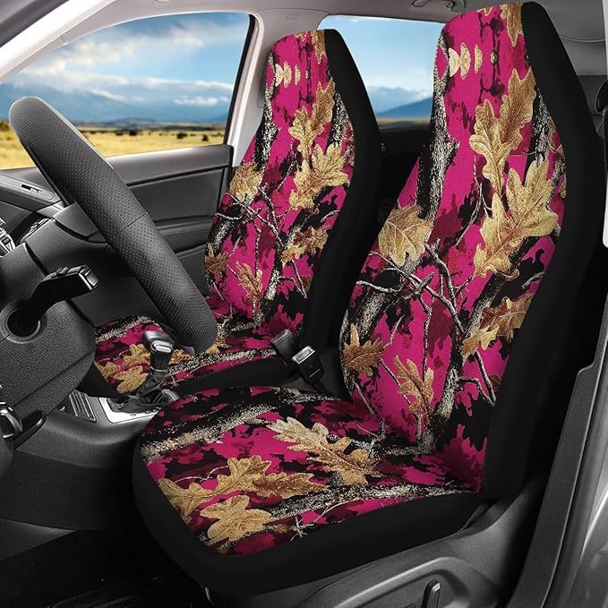 KEIAHUAN Pink Camo Hunting Car Seat Covers Comfort Back and Front Car Seat Protector Auto Interior Accessories Decor Universal Fit for Cars,Trucks,Sedans,SUVs
