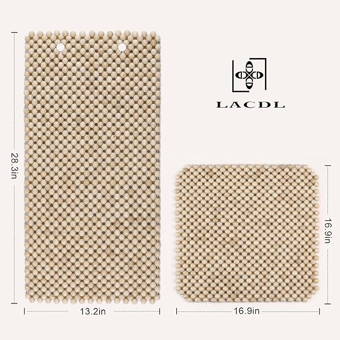 LACDL Beaded Car Seat Covers for Cars, Cooling Bead Seat Cover for Trucks & SUVs(headrest Removable only) - Auto Ventilated Seat Cooler Pad, Natural Wood Breathable Beads Sweat Protector, Burlywood