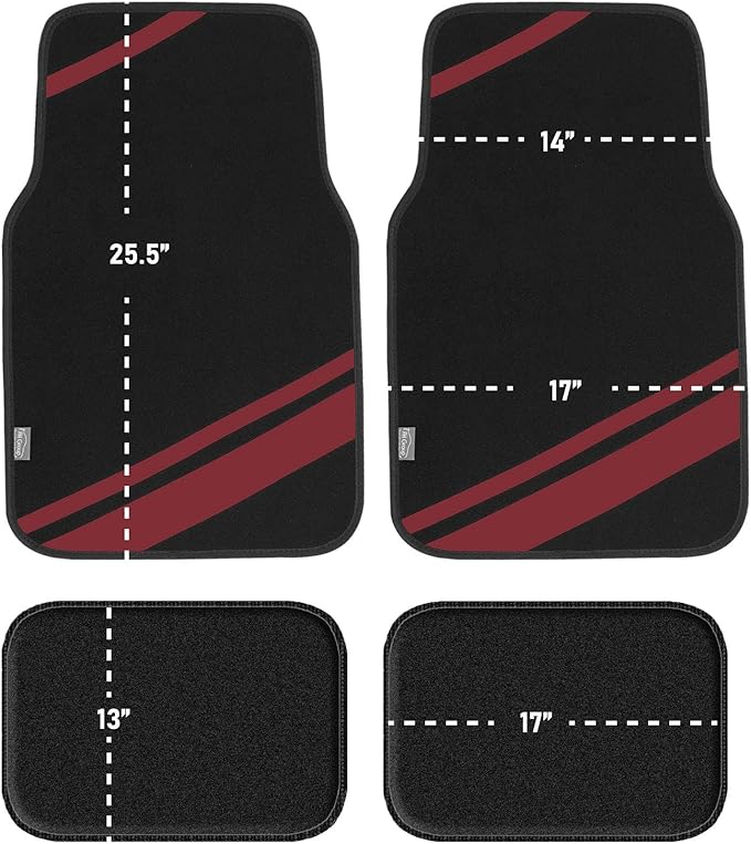 FH Group Car Floor Mats - Carpet Floor Mats for Cars, Universal Fit Automotive Floor Mats, All Purpose Car Floor Mats, Carpet Protector Mat for Most Sedan, SUV, Truck Floor Mats Burgundy