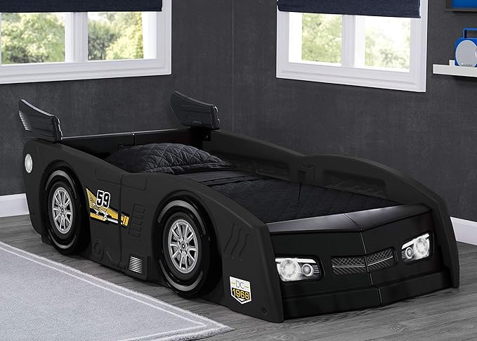 Delta Children Grand Prix Race Car Toddler and Twin Bed, Black