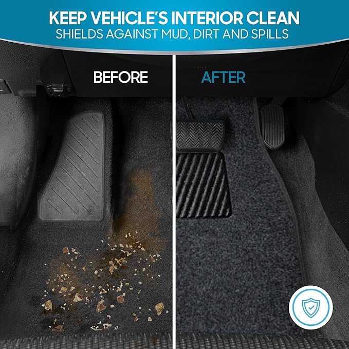 BDK Premium Dark Gray Carpet Floor Mats for Cars - Universal Fit Interior 4-Piece Car Mats Full Set with Vinyl Heel Pad Protector - Cute Car Accessories Interior Floor Covers for SUVs & Trucks