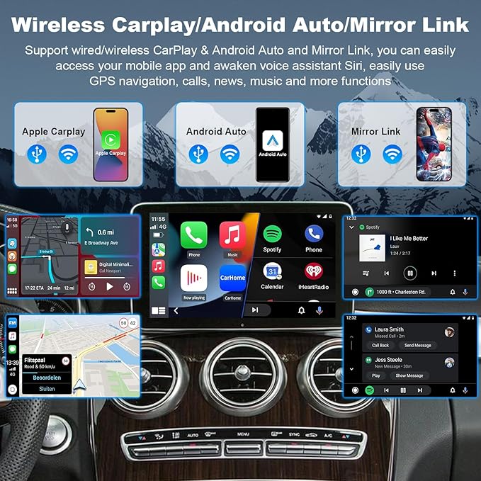 Wireless Carplay Retrofit Kit Decoder Module for Mercedes Benz NTG5.0 B C GLC CLA GLA Class W205 2015-2018 Year, Support Wireless Android Auto, Reverse Camera, Original Car OEM Control