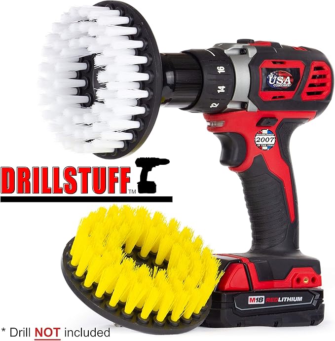Cleaning Supplies - Bathroom Accessories - Drill Brush - Shower Door - Glass Cleaner - Bathtub - Bath Mat - Sink - Flooring - Hard Water Stain Remover - Grout Cleaner - Spin Brush - Leather - Carpet