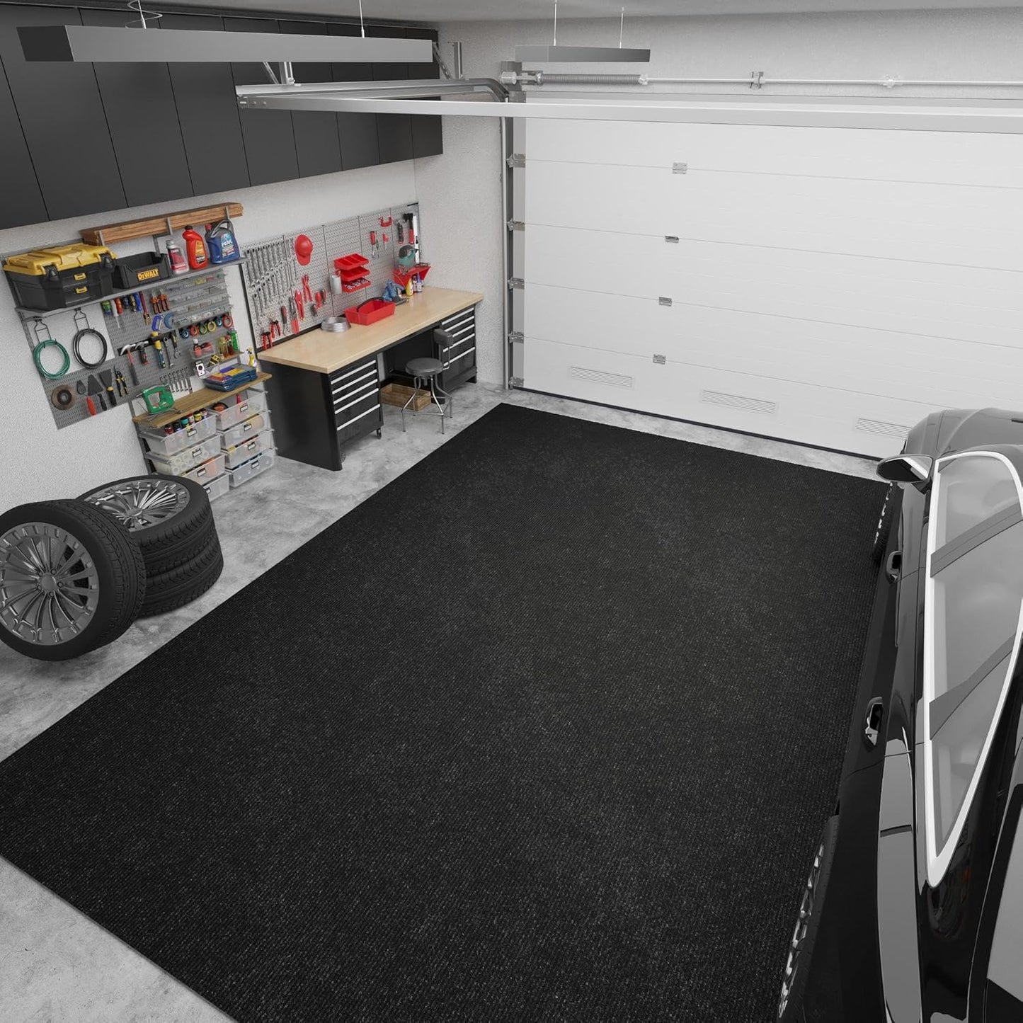Ottomanson 6'6" x 11' Mud Mat Area Rug Scraper Carpet - Non-Slip, Dirt Trapping for Indoor & Outdoor Use - Ideal for Entryway, Garage, Kitchen, Patio & High-Traffic Areas, Black