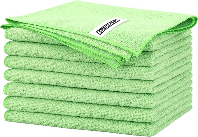 FIXSMITH Sage Green Microfiber Cleaning Cloth -Pack of 8, Highly Absorbent Cleaning Rags, 16"X12" All Purpose Cleaning Towels for Housekeeping, Kitchen, Car, Lint Free and Reusable Microfiber Towels