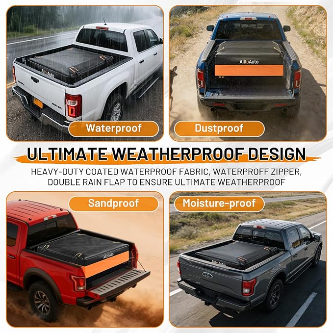 [All-in-One Bundle] 26 CuFt Waterproof Truck Bed Cargo Bag with Heavy Duty Cargo Net, Storm-Proof Pickup Luggage Carrier (50"x40"x22"), Fits All Pickups, Includes Storage Bag & Bungee Net