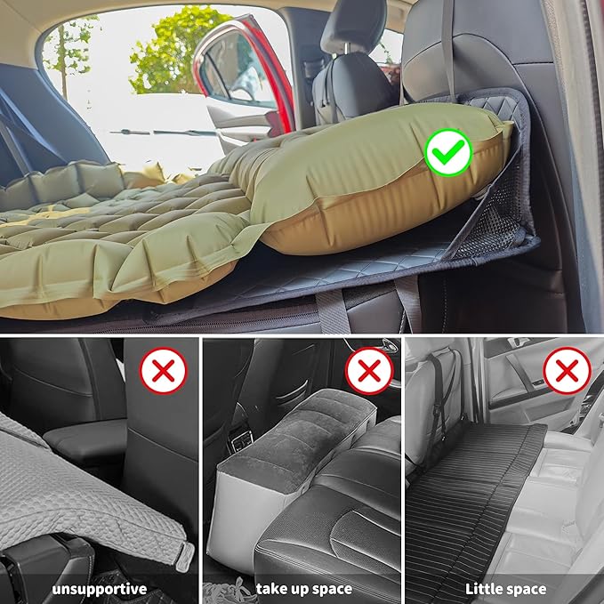 EULANT Portable Air Mattresses for Sleeping,Synthetic Leather Car Rear Seat Mattress Extension Plate,Folding Car Bed Mattress Increase Travel Trunk Space & Car Bed Camping Space for Car/SUV/Model Y/3