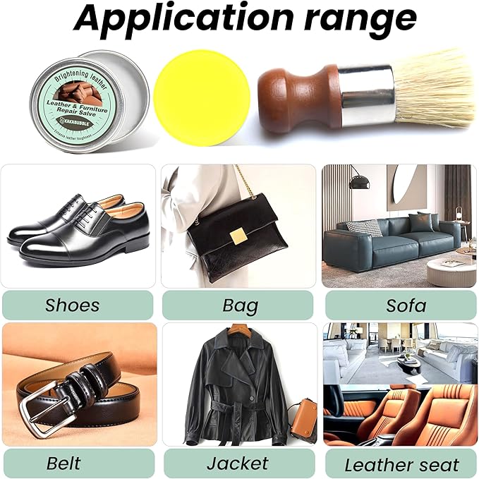 Furniture Salve for Leather & Wood with Boar Bristle Brush, All-in-One Leather Conditioner, Wood Polish & Multi-Surface Restorer for Furniture, Upholstery & Car Vinyl (1)