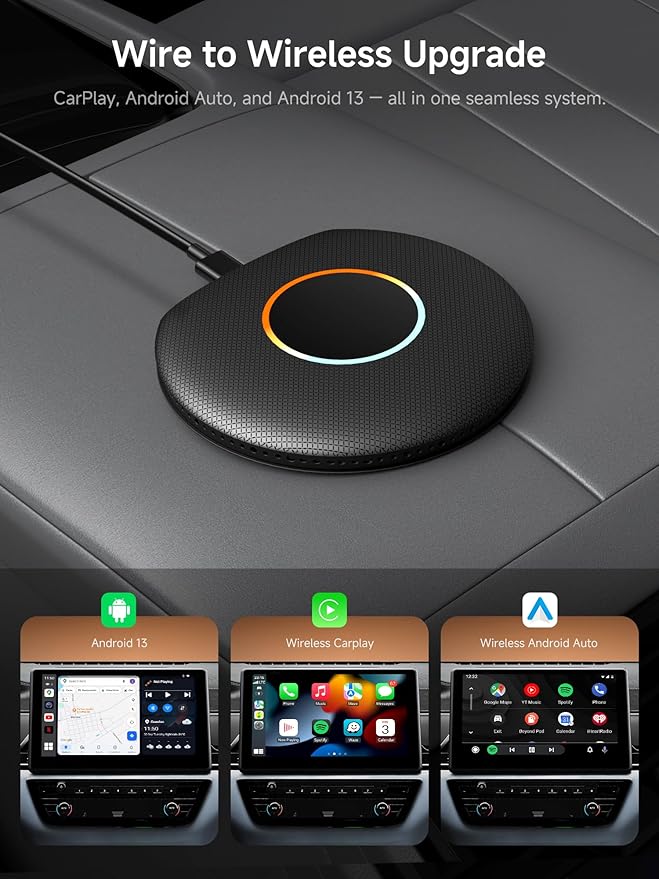Magic AI Box, Wireless CarPlay/Android Auto Adapter, Car Video Box Supports for Netflix/YouTube/TikTok/TF Card, DriveChat AI Smart Box with GPS/Dual Bluetooth