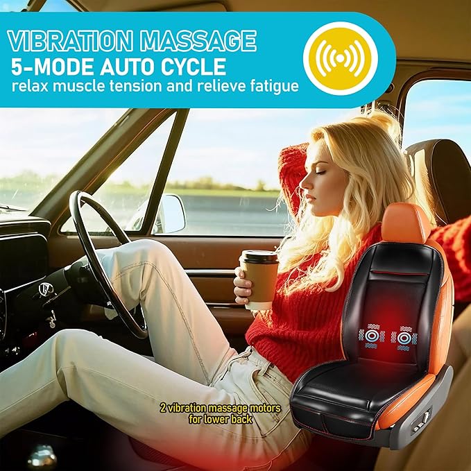 Cooling Car Seat Cover Ventilated Cooling Seat Covers for Cars Front Seats Leather 3-in-1 16 Fans Cooling Car Seat Cushion Massage Car Seat Cover with Climate Control 1PCS (Black)