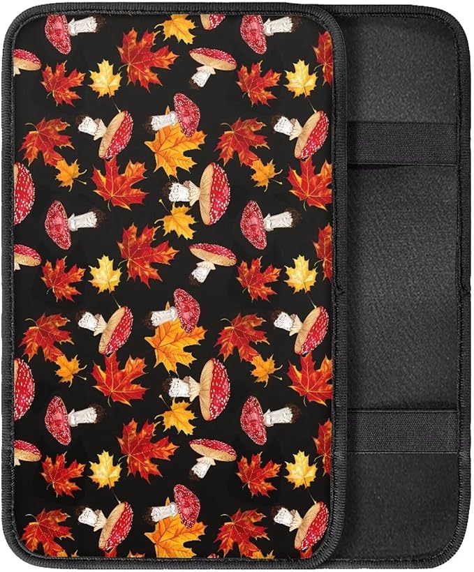 Maple Leaves Mushroom Vehicle Armrest Covers Armrest Seat Box Cover Protector Middle Storage Organizer Pad Aesthetic Interior Decor