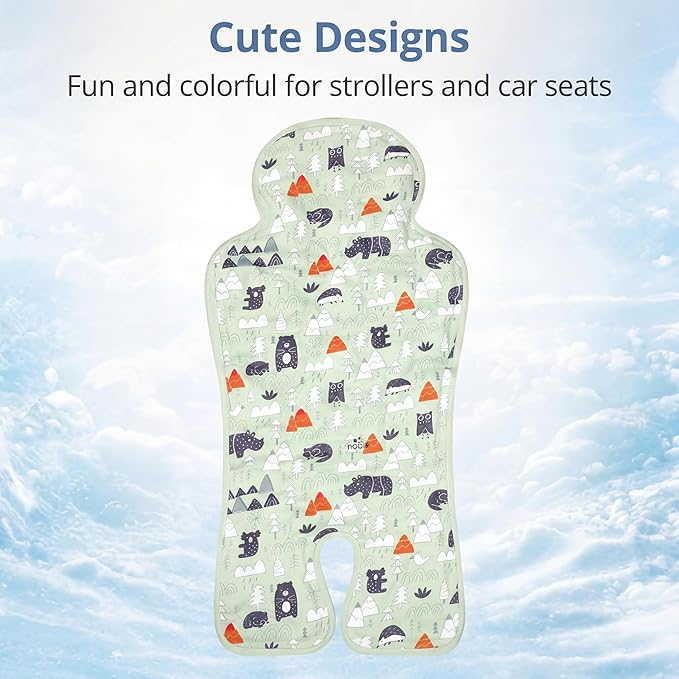 Pinkunn Gel Car Seat Baby Cooling Pad for Summer Breathable Stroller Cooler Pad Multifunctional Carseat Cooling Mat for Baby Child Dining Chair Safety Seat Stroller(Green,Forest)