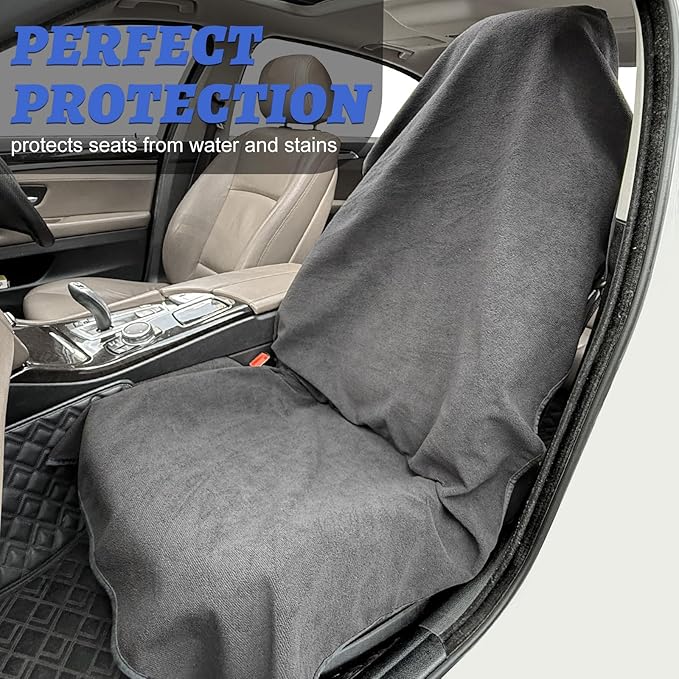 Car Front Seat Cover: Waterproof & sweatproof, fits all cars/SUVs/trucks. Ideal for gym, sports & beach. 3-layer non-slip, easy machine wash. Shields seats from stains & wetness. (Black, 1Pcs)