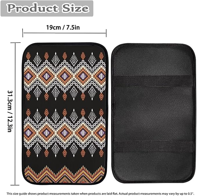 Center Console Armrest Cover Pad for Most Vehicle, Aztec Tribal Durable Armrest Cushion Protector for SUV, Truck, Car, Universal Fit Car Accessories Interior
