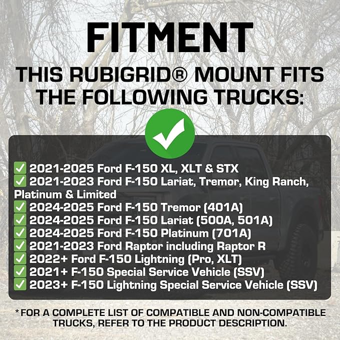 Bulletpoint Mounting Solutions RubiGrid Metal Dash Mount Phone Holder Compatible with 2021-2025 Ford F-150 and 2021-2023 Ford Raptor (Spring-Loaded)