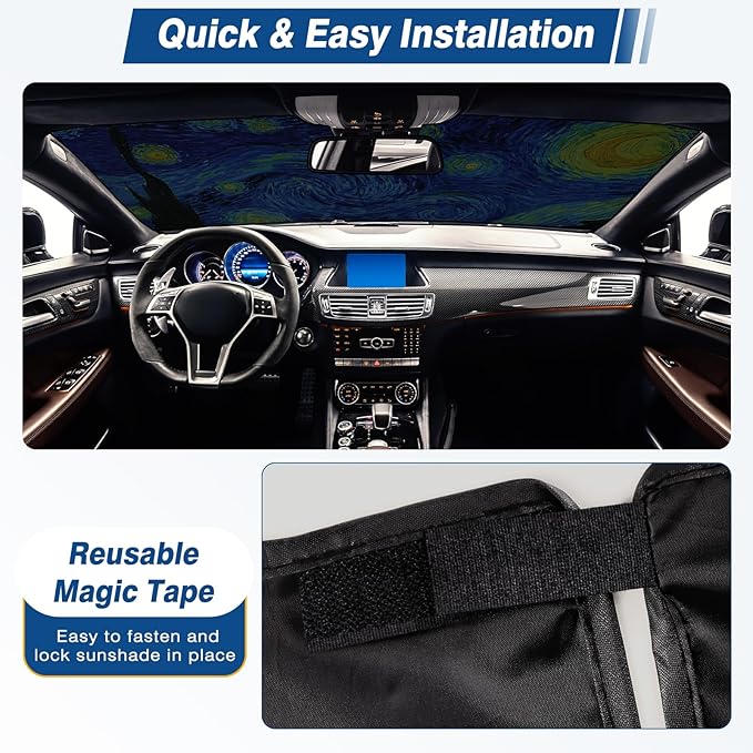 Windshield Sun Shade - Car Sun Shade Windshield, Reflector Sunshade Offers Ultimate Sun Protection for Hatchback, Truck, SUV, MPV